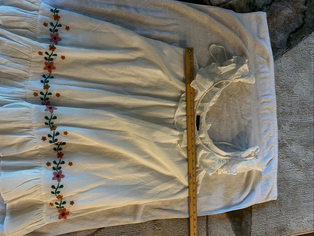 NWT Hudson Gray Baby Doll Cotton Mini Dress White Embroidered L - Picture 10 of 11